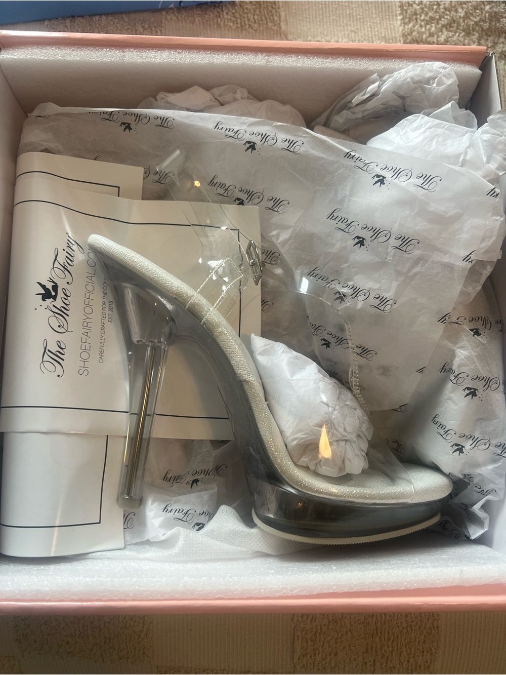 White Clear Strap Platform Sandals - Fitness Competition - Picture 2 of 6